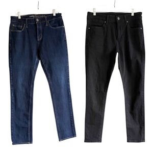 American Eagle Women Lor 2 Skinny Jeans Airflex Stretch Zip Sz 32X30 Vlack Blue